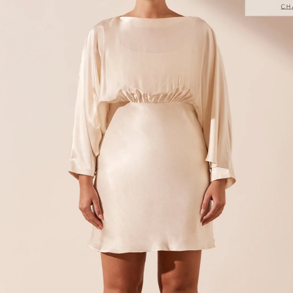 Shona Joy La Lune Open Back Curved Sleeve Mini Dress